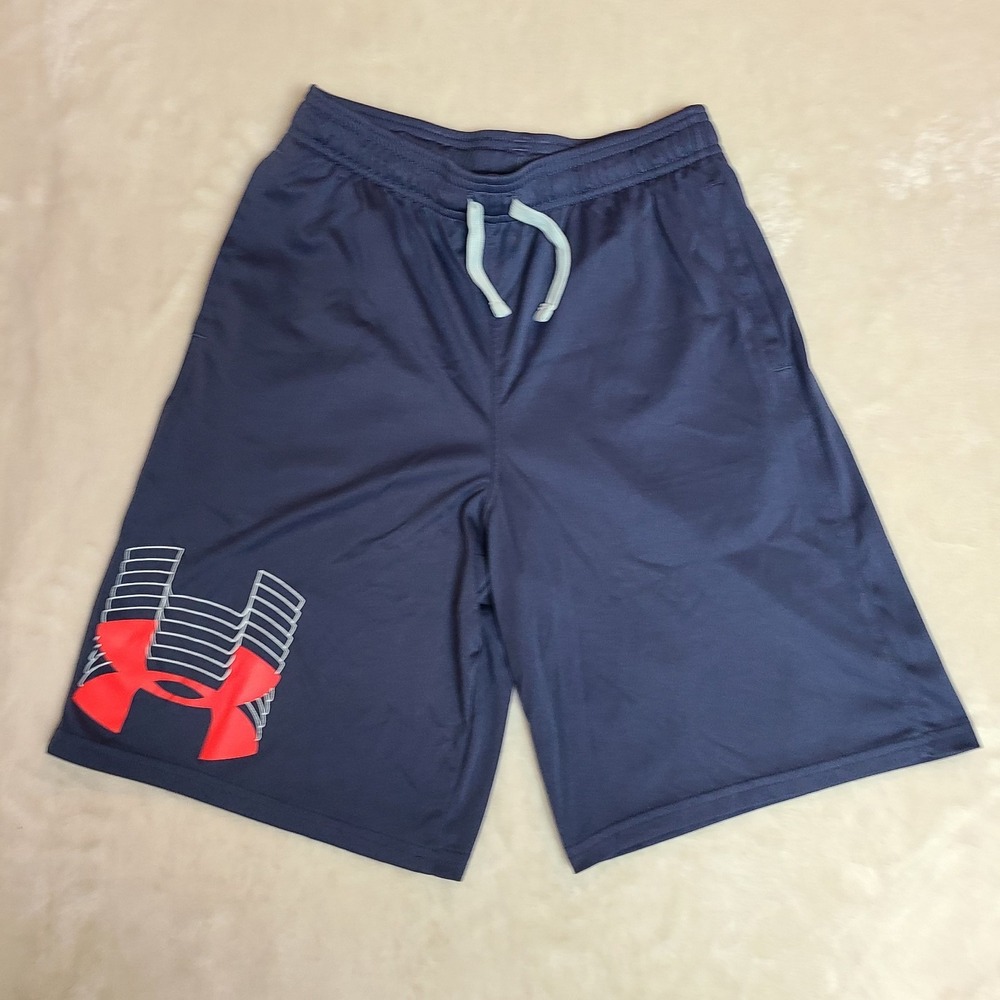 Under Armour Shorts Youth XL Dark Gray HeatGear Athletic Shorts Graphic Logo